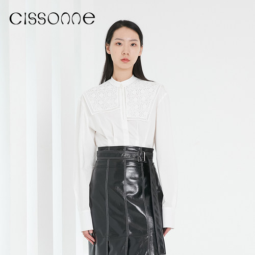 CISSONNE/赛颂白色蕾丝衬衫