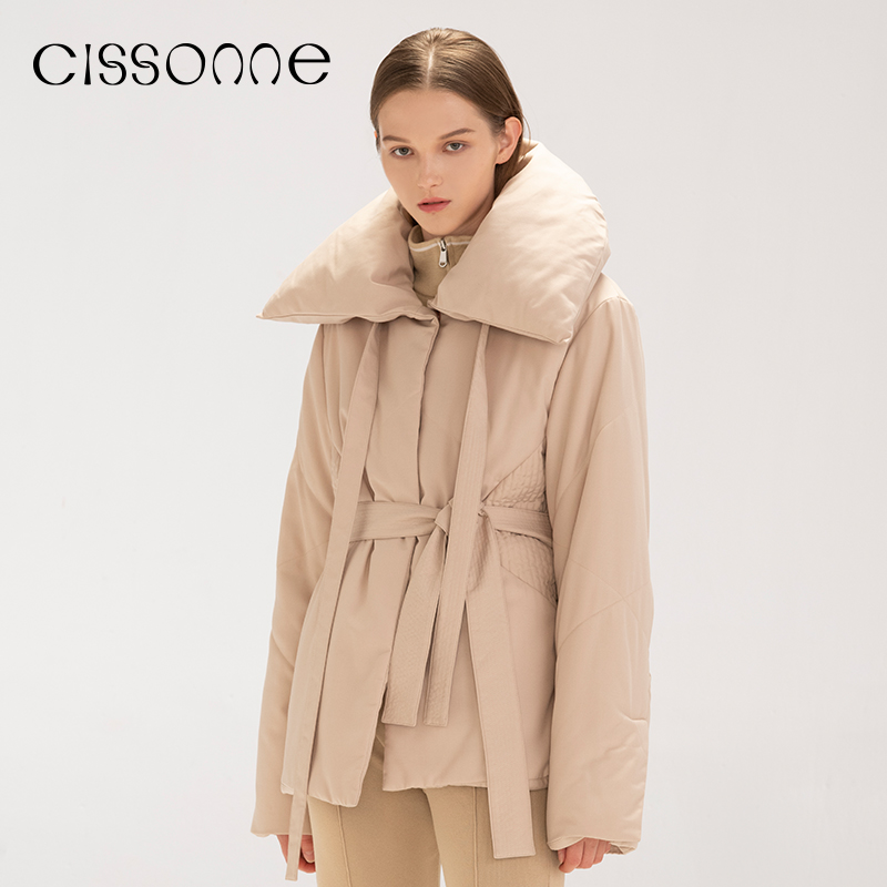 CISSONNE赛颂系带假两件保暖棉服