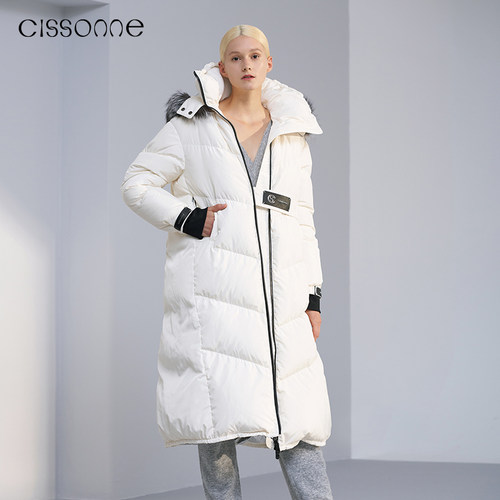 CISSONNE赛颂狐狸毛白鹅绒羽绒服