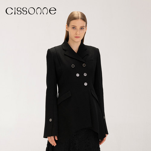 CISSONNE休闲西装外套系带喇叭袖