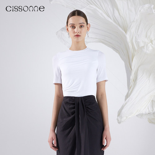 CISSONNE赛颂白色芭蕾少女感T恤