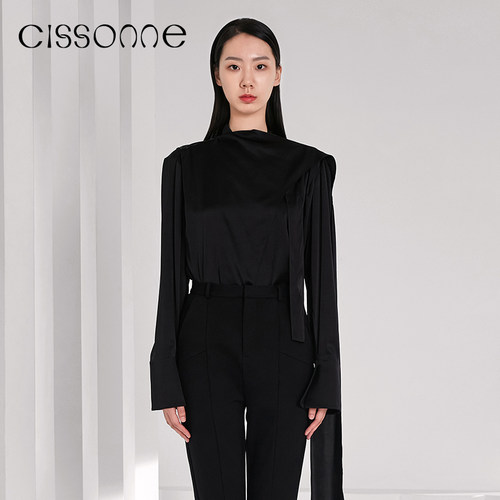 CISSONNE/赛颂黑色设计感衬衫
