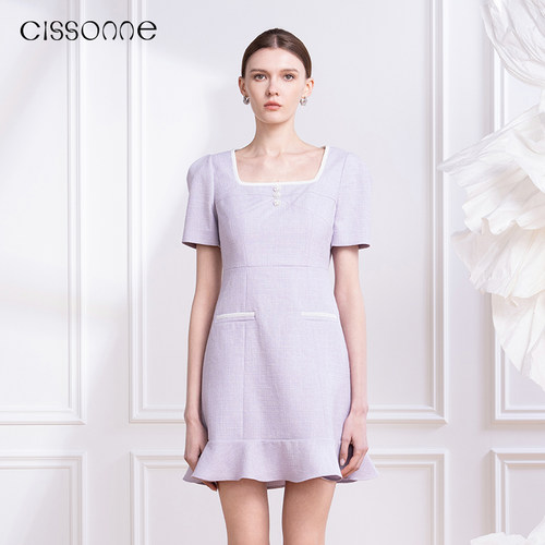 CISSONNE赛颂小香风花呢连衣裙