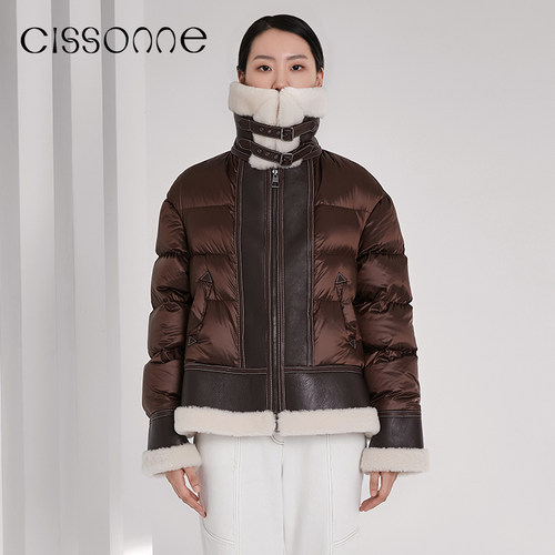 CISSONNE赛颂90白鸭绒拼接羽绒服