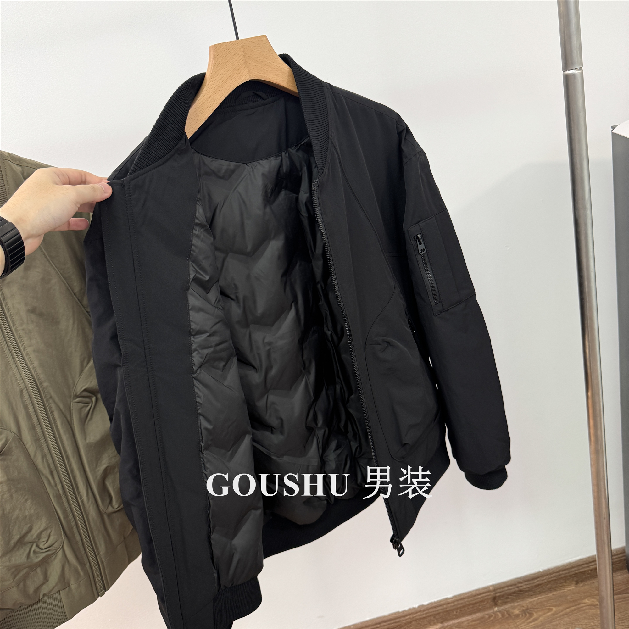 德系飞行员重磅优质90鸭绒工装羽绒服男士棒球服冬季加厚保暖外套