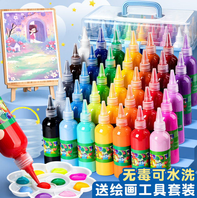 石膏娃娃专用颜料丙烯套装儿童无毒画画工具防水防晒不掉颜色绘画