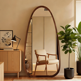 鸵鸟蛋镜子中古风全身镜落地壁挂两用服装店试衣镜女高级感穿衣镜