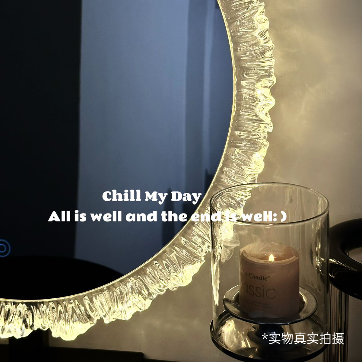 云朵化妆镜台式镜子轻奢高级主卧梳妆镜带灯化妆镜壁挂智能异形镜