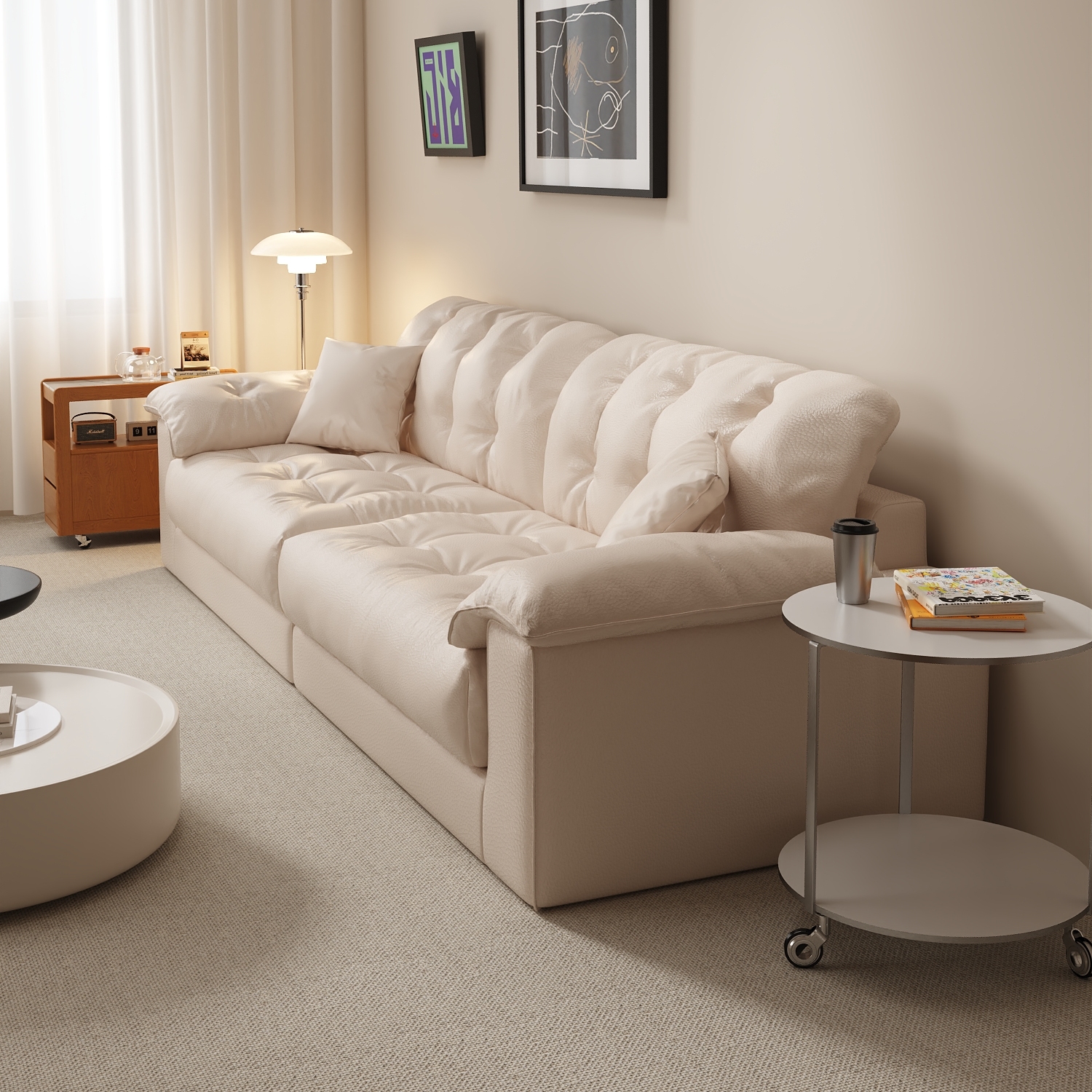 政府补贴奶油风客厅沙发/猫抓皮