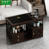Bàn trà nhỏ di động, bàn trà gia đình, xe trà gỗ nguyên khối, ấm đun nước, tủ trà tích hợp, bàn trà có bánh xe, khay trà Kung Fu bàn ghế uống trà