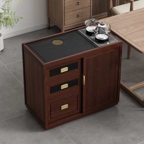 实木移动茶桌小茶台烧水壶一体家用茶水柜茶几茶车阳台煮泡茶桌子