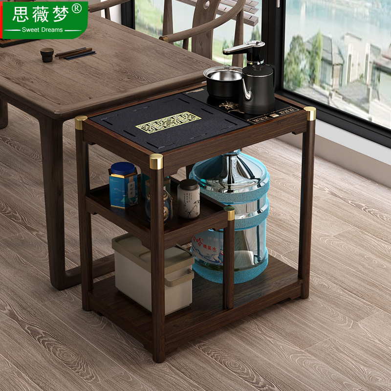 中式移动小茶桌家用茶台实木茶车烧水壶一体茶水柜茶边几功夫茶盘