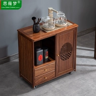 Bàn trà nhỏ di động, bàn trà gia đình, xe trà gỗ nguyên khối, ấm đun nước, tủ trà tích hợp, bàn trà có bánh xe, tủ trà Kung Fu bàn trà hiện đại
