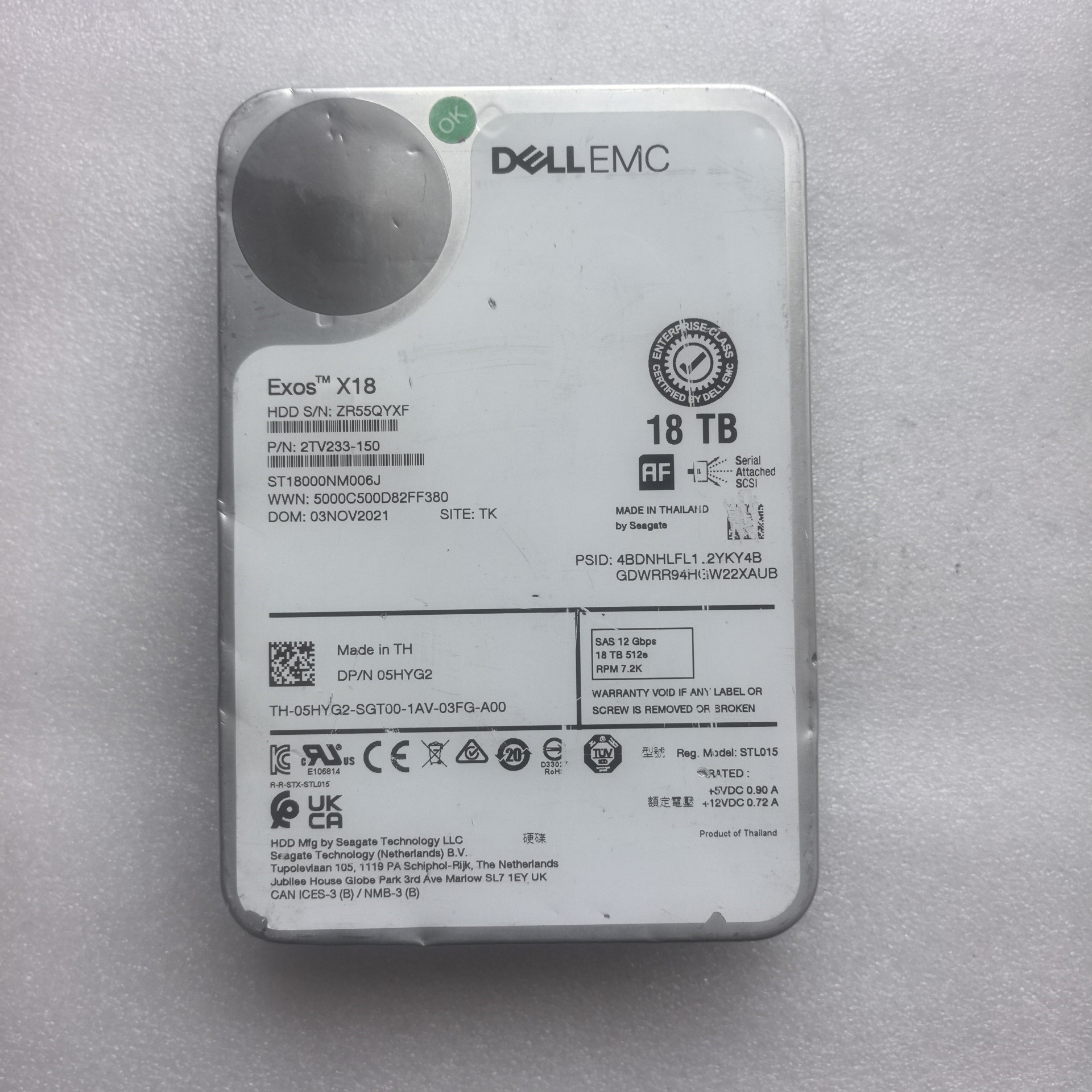 戴尔18T SAS ST18000NM006J 05HYG2议价产品