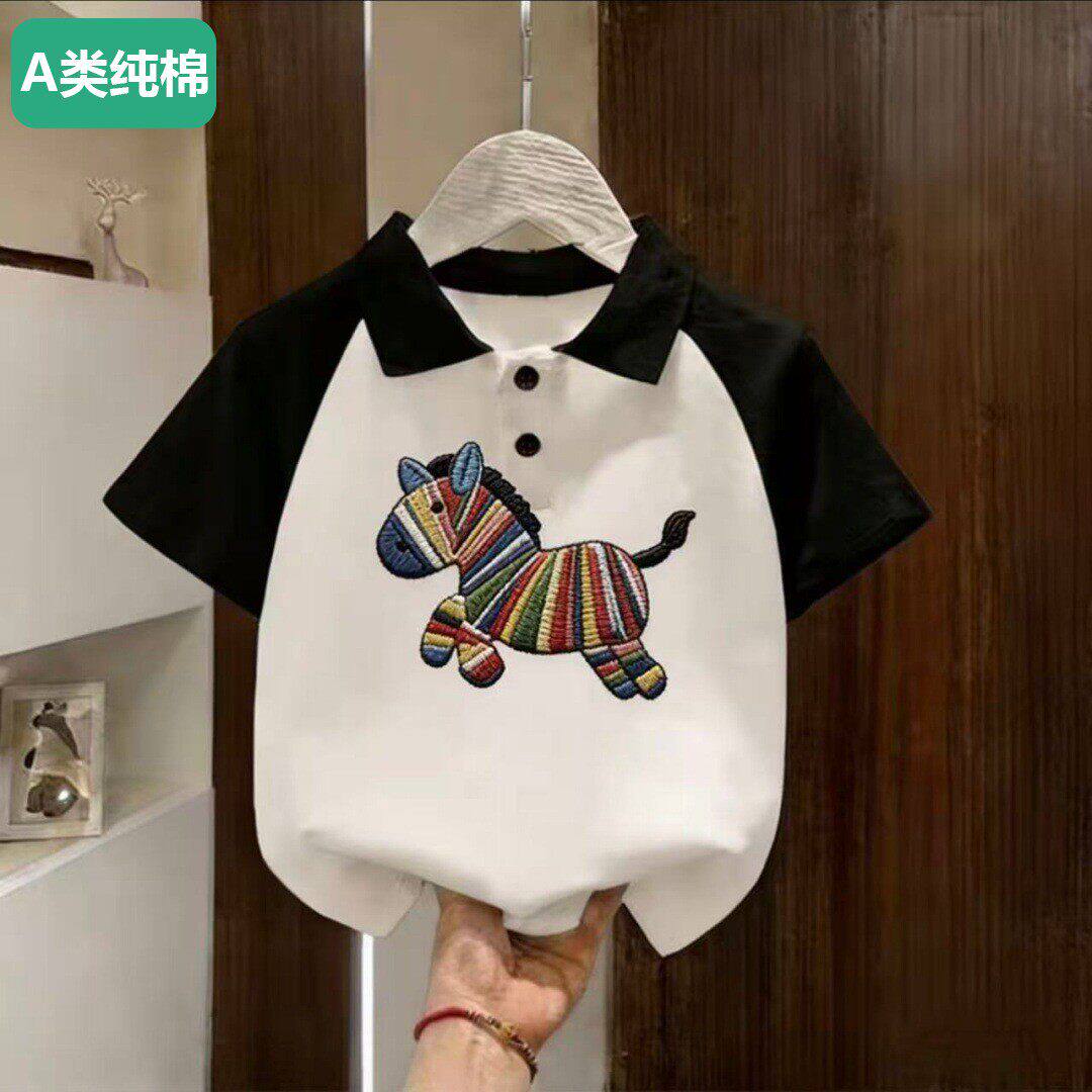 全棉儿童100%纯棉短袖polo衫夏季男女童拼接撞色短袖T恤宝宝翻领