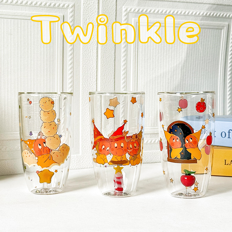 正版星星人联名玻璃杯 双层防烫设计
