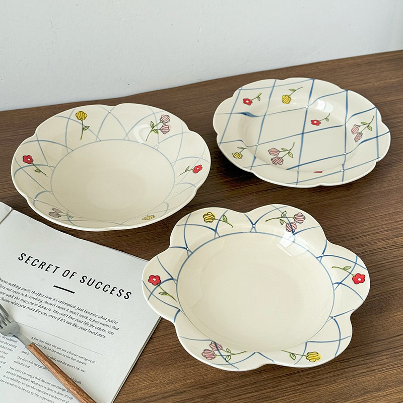特别好看的盘子高级感家用菜盘深盘独特漂亮餐盘陶瓷碟子甜品盘,餐饮具,盘,淘宝优惠券,粉丝福利购,淘宝优惠卷