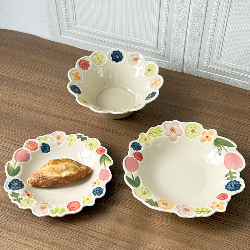 花卉系列高温釉下可微波炉烤箱