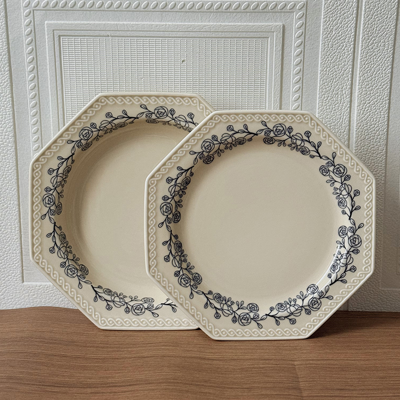 法式复古玫瑰餐具高温烧制