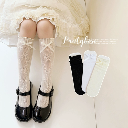 Летние тонкие детские носки для принцессы, кружевные гольфы, стиль Лолита, длина миди