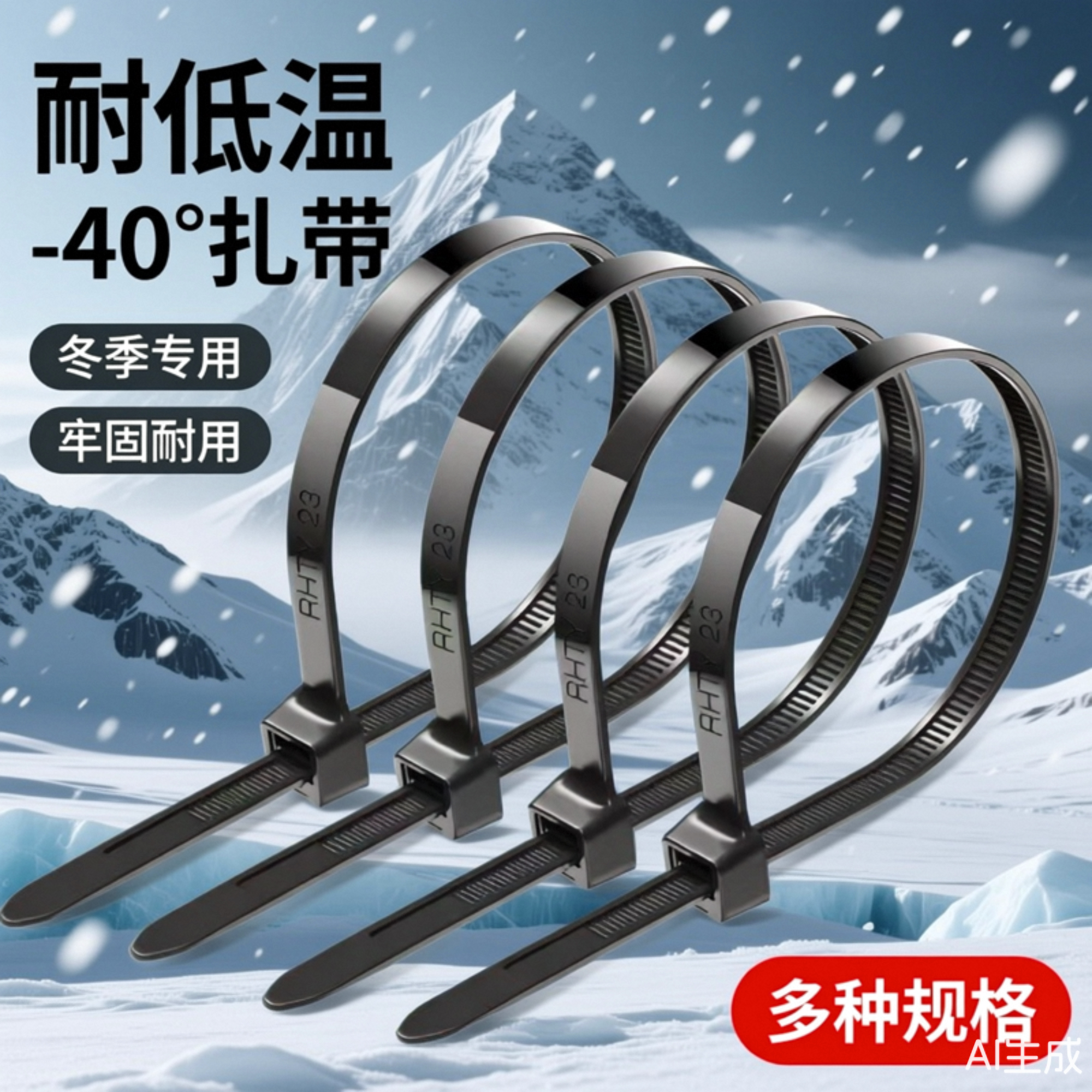 户外耐低温-40度国标扎带尼龙高强度防冻固定卡扣捆绑带室外抗晒冬天耐寒环保束线带拉紧器加宽加厚承重力强
