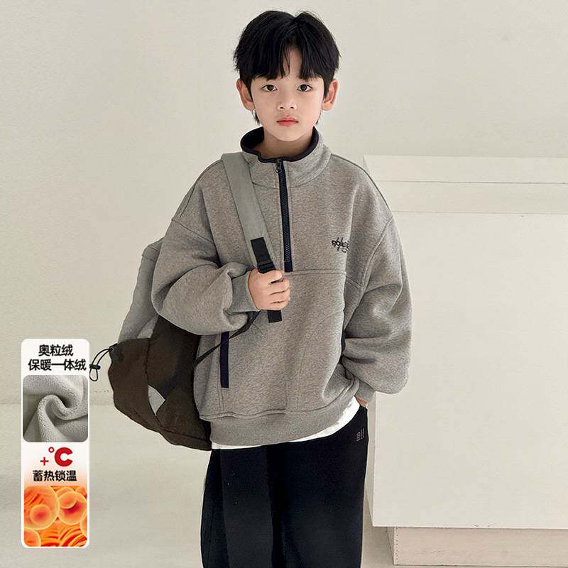 高档品牌男童卫衣加绒加厚2026新款儿童拜年服男孩冬季过年衣服喜