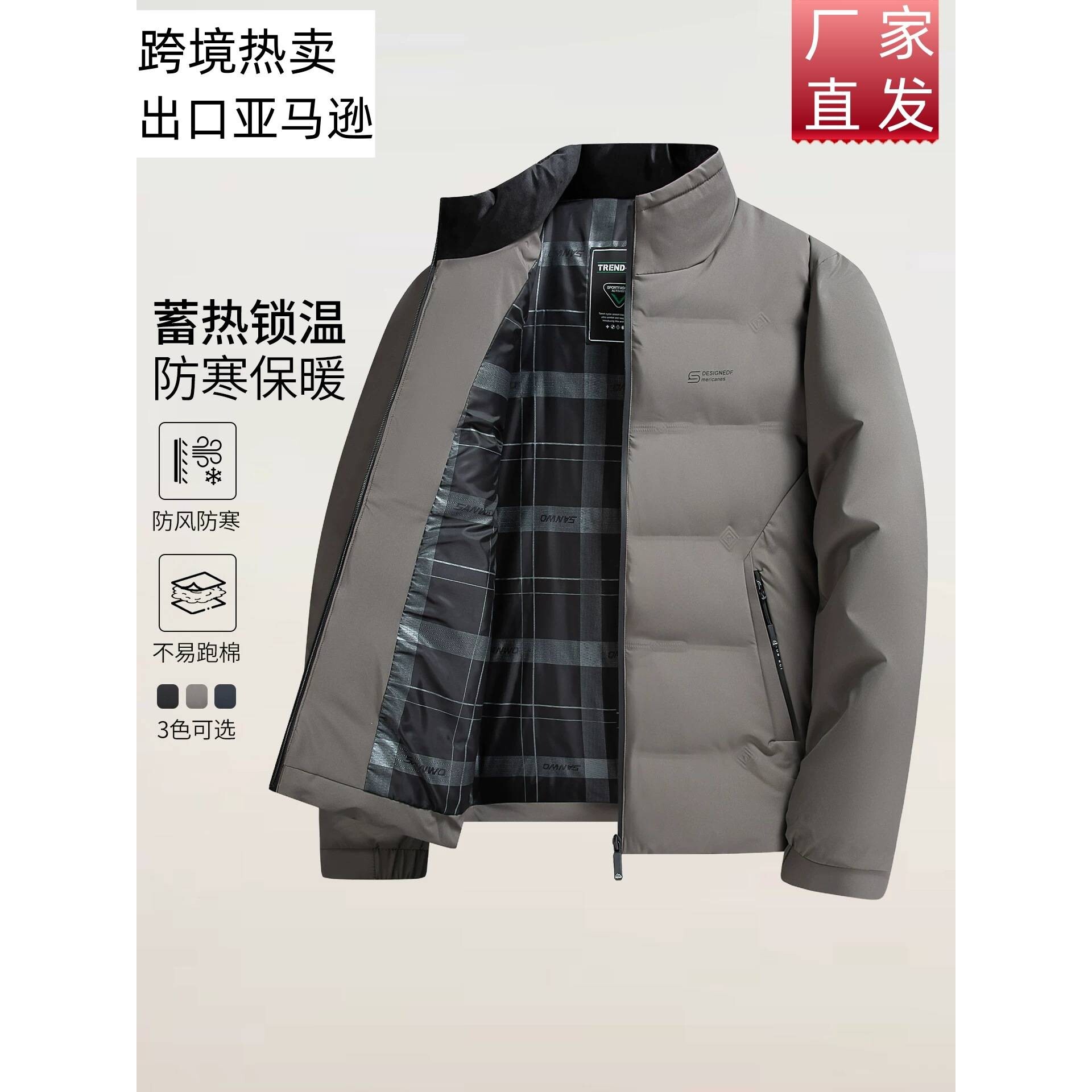 高档品牌热卖中年男士棉衣冬季新款夹棉加厚保暖棉服爸爸冬装外套