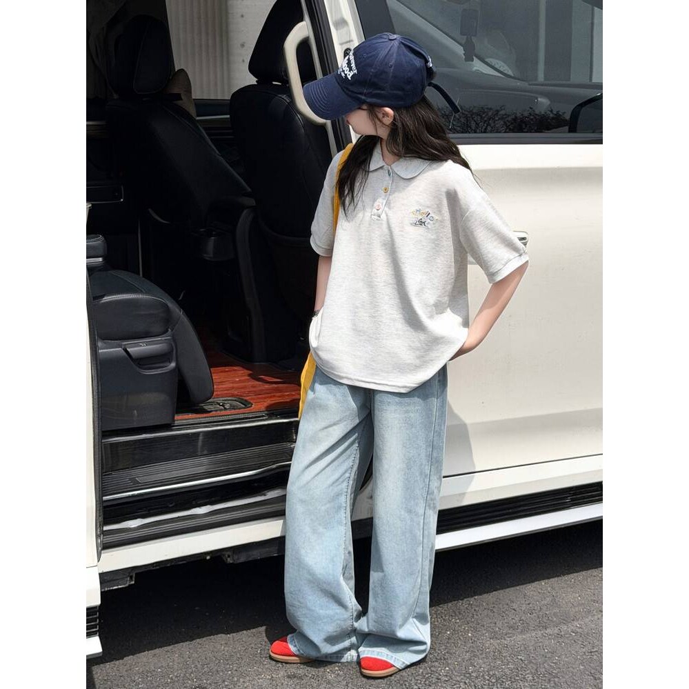 高档品牌女童夏季韩系polo衫套装2026新款女孩大童休闲T恤儿童夏