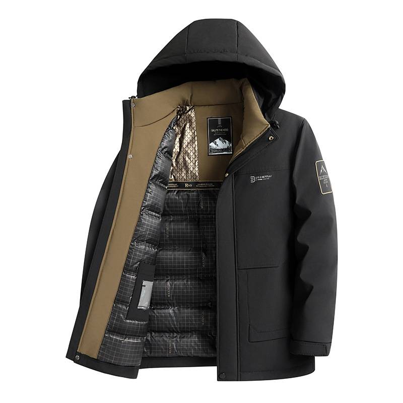 高档品牌爸爸外套男中老年棉衣男士冬季加厚棉服爷爷御寒保暖连帽