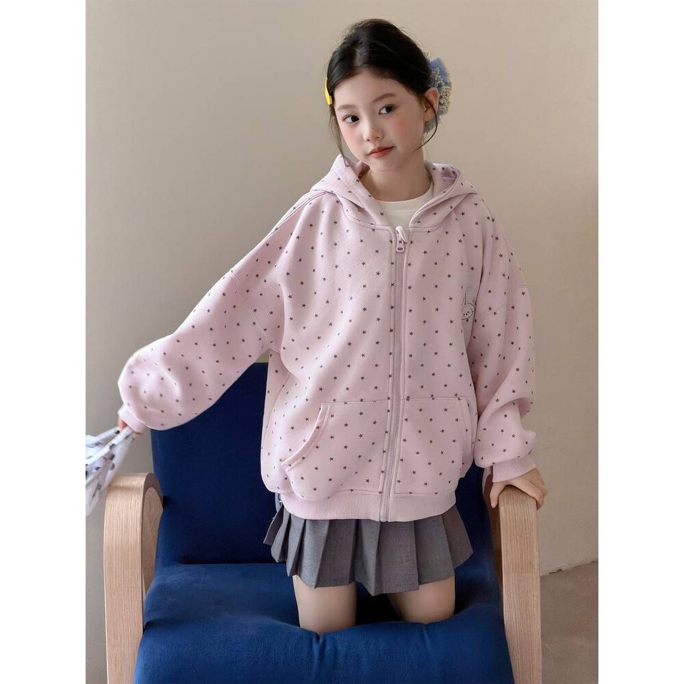 高档品牌女童春装外套2026新款中大童春秋洋气百搭连帽衫女孩休闲