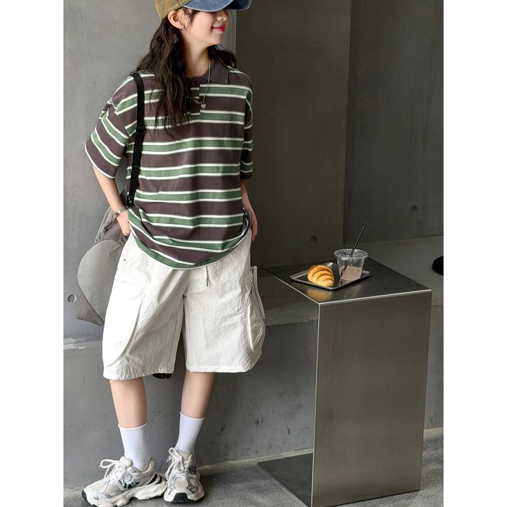 高档品牌女童夏季T恤套装2026新款女大童polo衫儿童夏装牛仔短裤