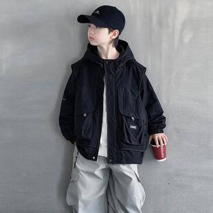 品牌男大童连帽外套潮范工装风夹克开衫青少年时尚春秋韩版冲