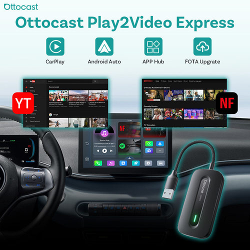 Ottocast无线CarPlay盒子安卓Auto二合一车载互联车载CarPlay模块
