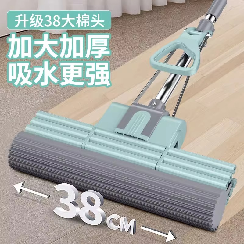 拖把卧室滚轮式海绵拖把一拖净