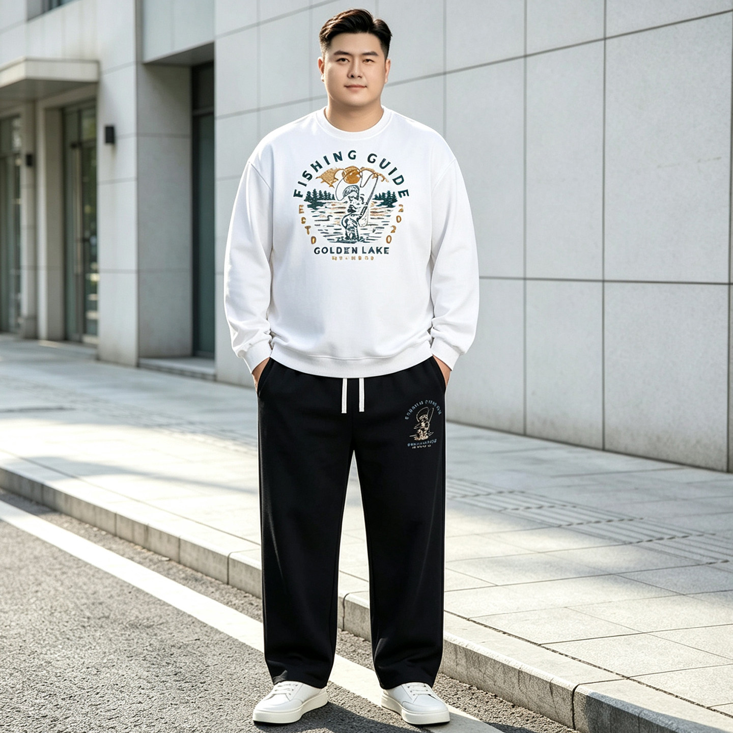 大码胖子男装休闲运动套装秋冬季加肥加大宽松紫色卫衣长裤两件套