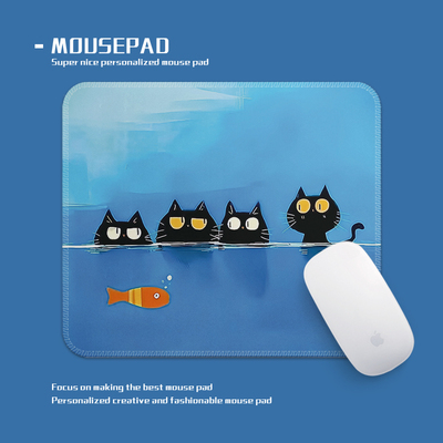 这条鱼该是谁的喵鼠标垫小号锁边办公桌面垫学生宿舍便携软垫防滑