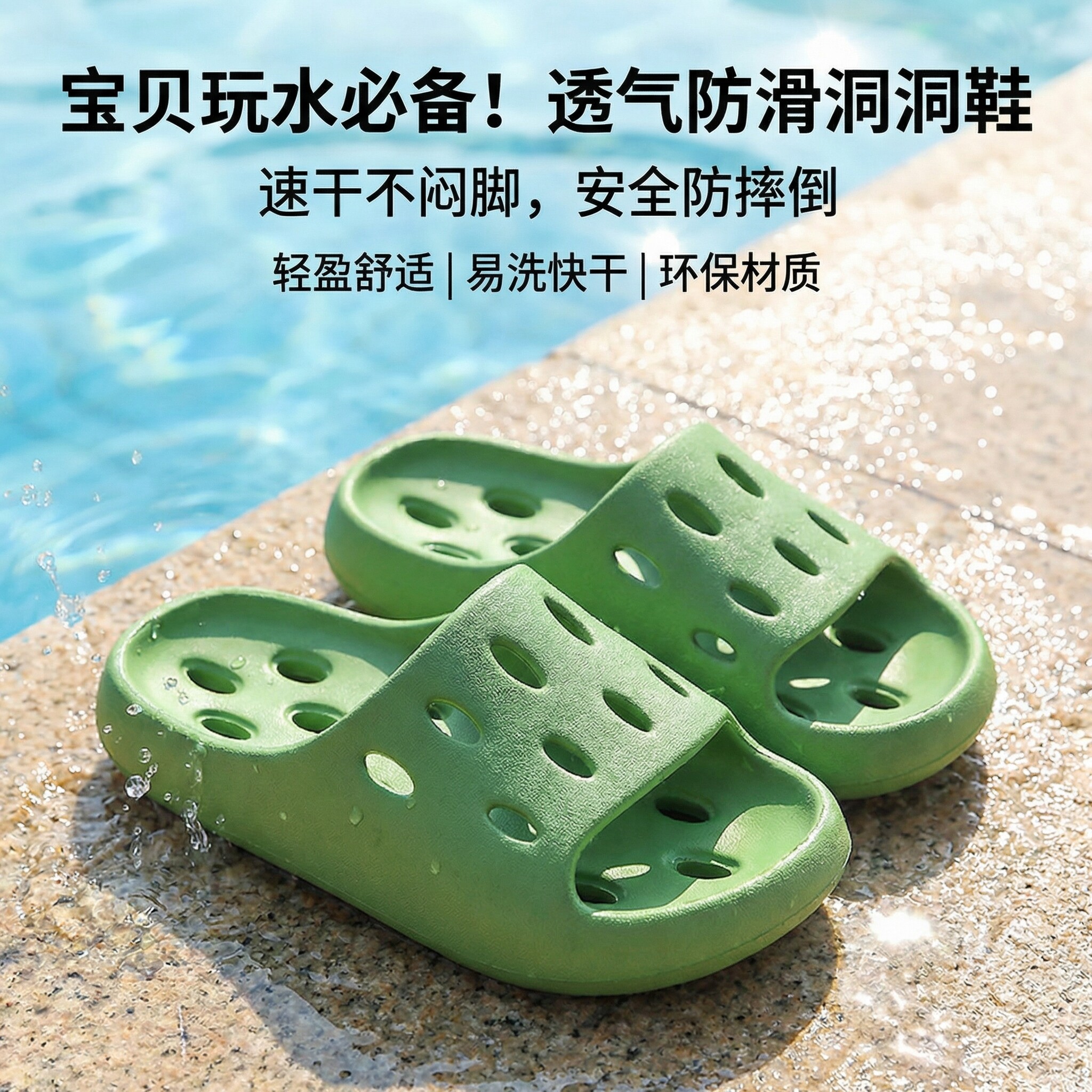 游泳馆专用拖鞋防滑儿童漏水速干图片