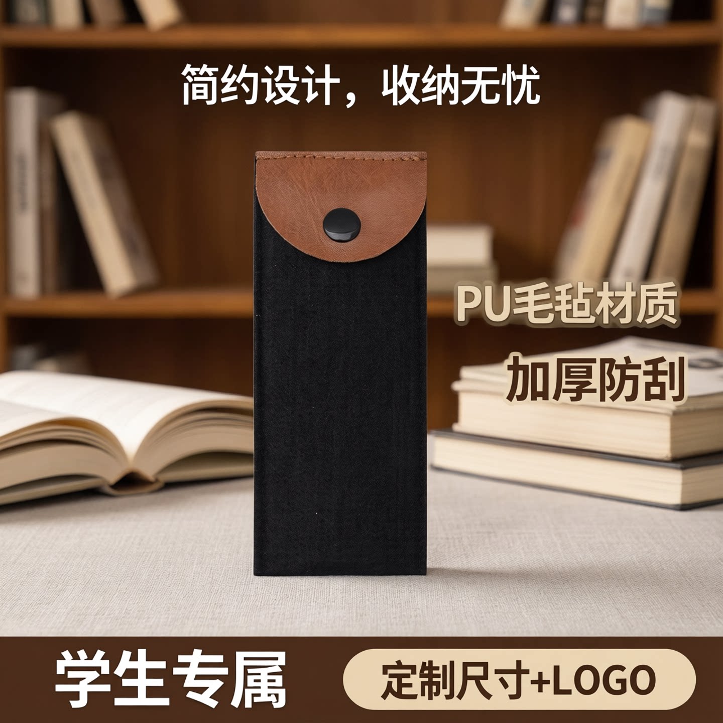 PU毛毡笔套简约学生钢笔笔袋毛毡包手提学生笔套定制尺寸加logo