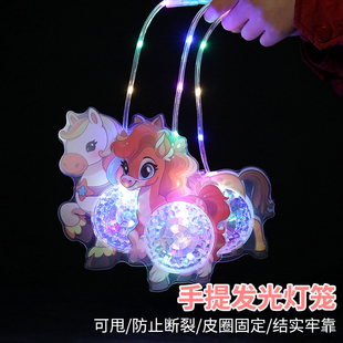 马年手提卡通发光灯笼儿童新年手提古风立体宫灯夜市户外摆摊玩具