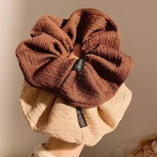 百搭复古奶咖色系发圈女针织花纹布艺大肠圈扎丸子头马尾头绳皮筋