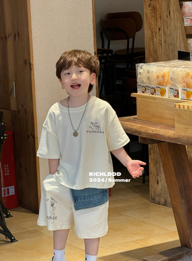 NO退NO换【松弛涂鸦】2024夏米色套装超舒服休闲舒适男女童韩1192