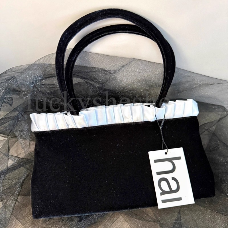 丝绒包包高级黑色hai手提腋下包