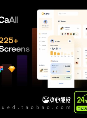 CaAll Dashboard/App UIKit手机网站B端界面ui设计fig/sketch格式