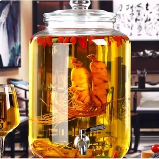 无铅加厚泡酒坛子玻璃泡酒瓶家用广口人参酿酒瓶酵素果汁罐带龙头