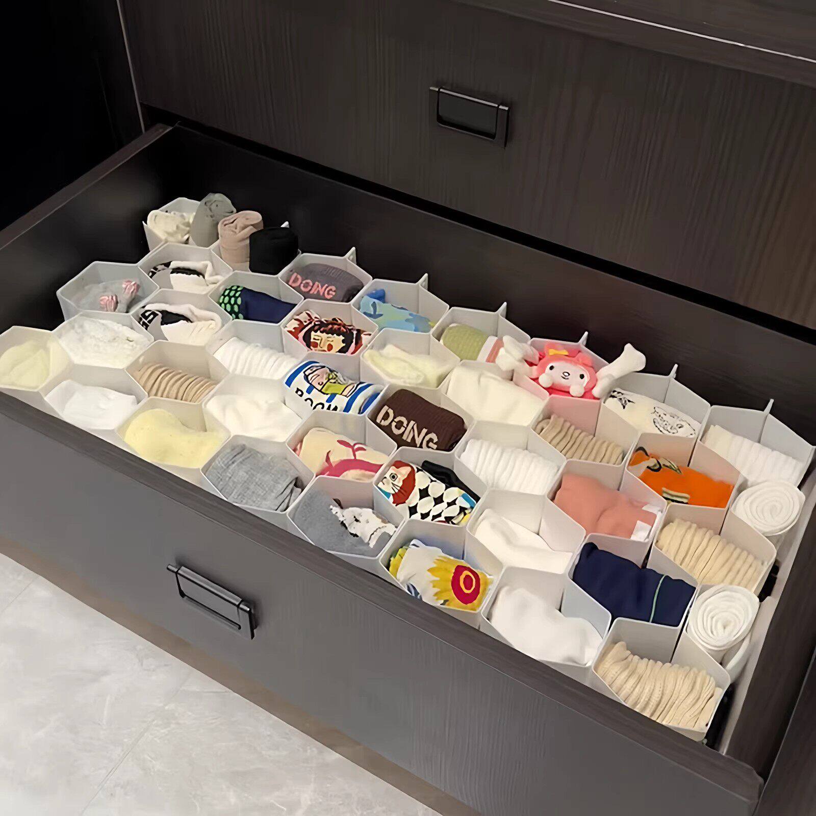 袜子收纳蜂窝式抽屉隔板内衣整理格分区收纳节省空间可裁剪免打孔