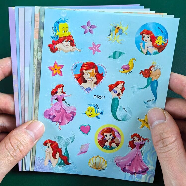 美人鱼白雪公主贴纸书儿童粘贴贴画奖励0到3到6岁4迪士尼女孩玩具