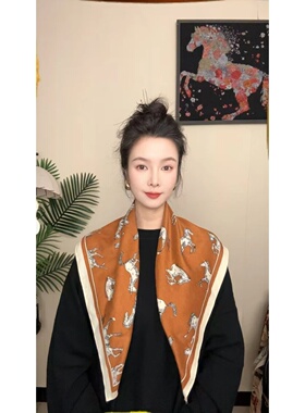 【骏马图】65*65小丝毛新款时尚秋冬气质百搭保暖大方巾丝巾围巾
