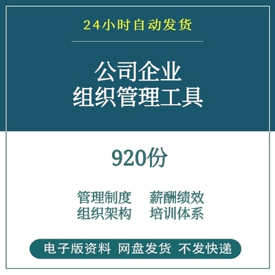 中小型公司企业组织管理系统工具包组织架构管理制度培训薪酬体系