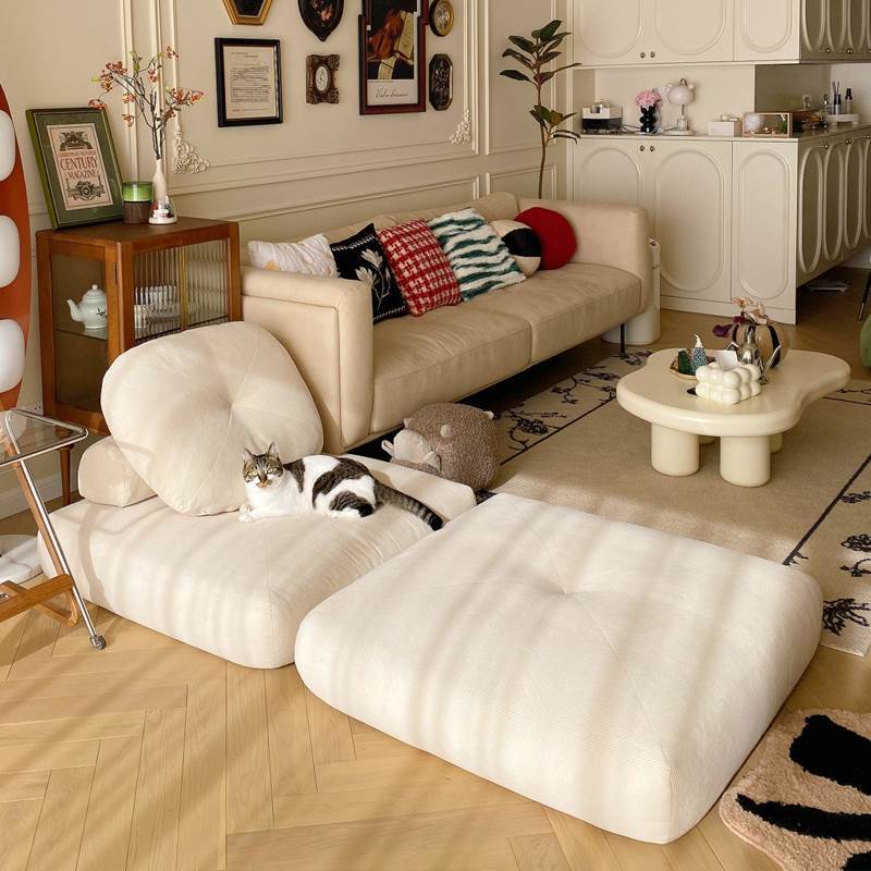 单人沙发小户型客厅豆腐块麻薯沙发床折叠两用奶油风模块懒人沙发