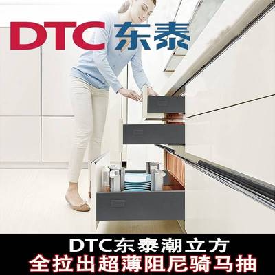 DTC东泰 阻尼骑马抽滑轨 橱柜骑马抽带侧帮轨道阻尼潮立方HB01新